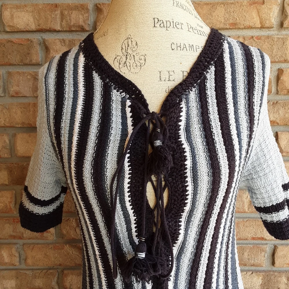 Free People Crochet Cotton Short Sleeve Boho Dress.